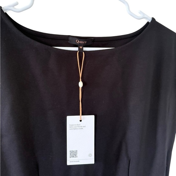 Quince NEW Ultra-Stretch Ponte Cap Sleeve Dress Black - Picture 5 of 8